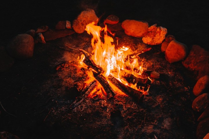 a fire pit in the dark